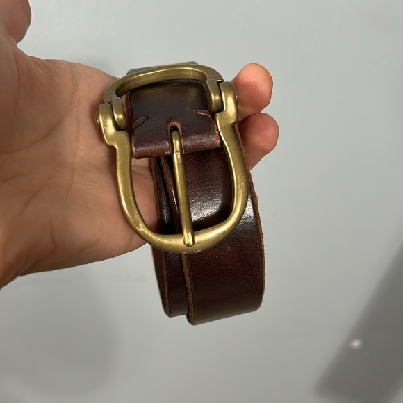 Banana Republic Women’s Italian Leather Brass Buckle Western Belt size 34 - Picture 4 of 16